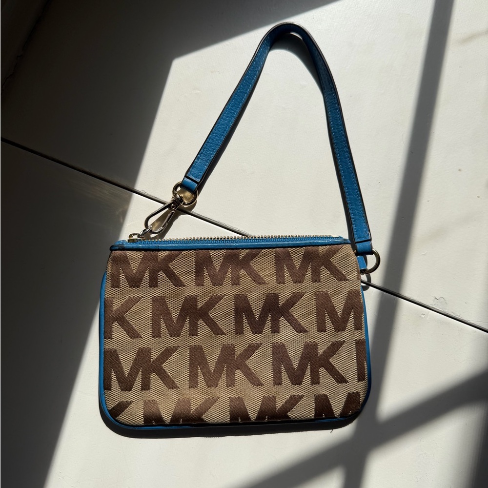 Michael Kors Brown and Blue Monogram Wristlet - Picture 3 of 6
